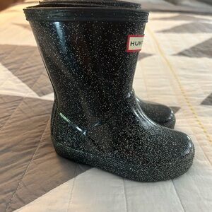 Hunter Kids Sparkly Black Rain Boots